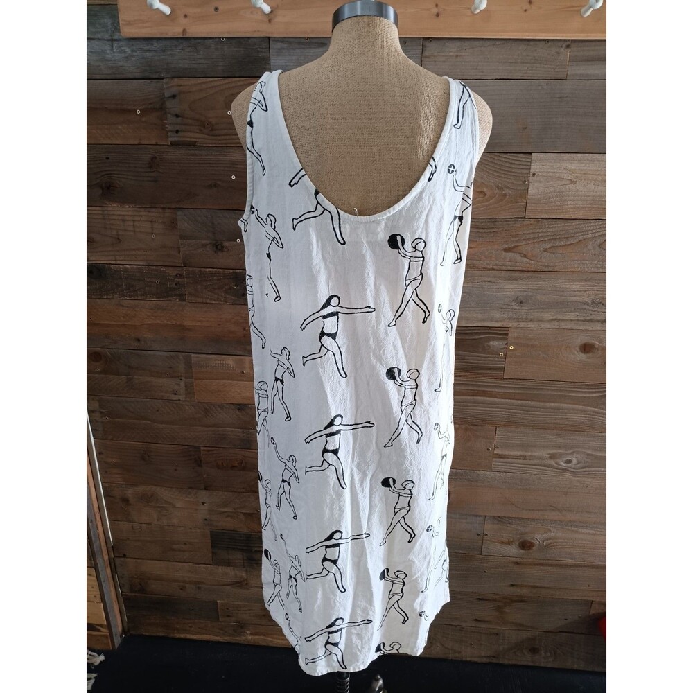 PO-EM The Demi Tank Sundress Sz. Lg. Cotton Villa Block Print Pockets Oversized - Picture 3 of 11